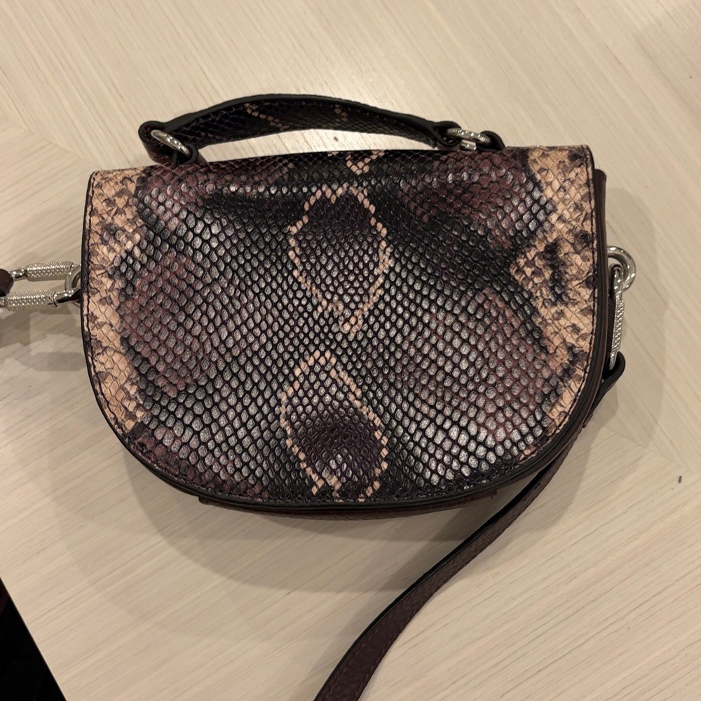 NWOT Vince Camuto Alexi Brown Leather Snake Crossbody